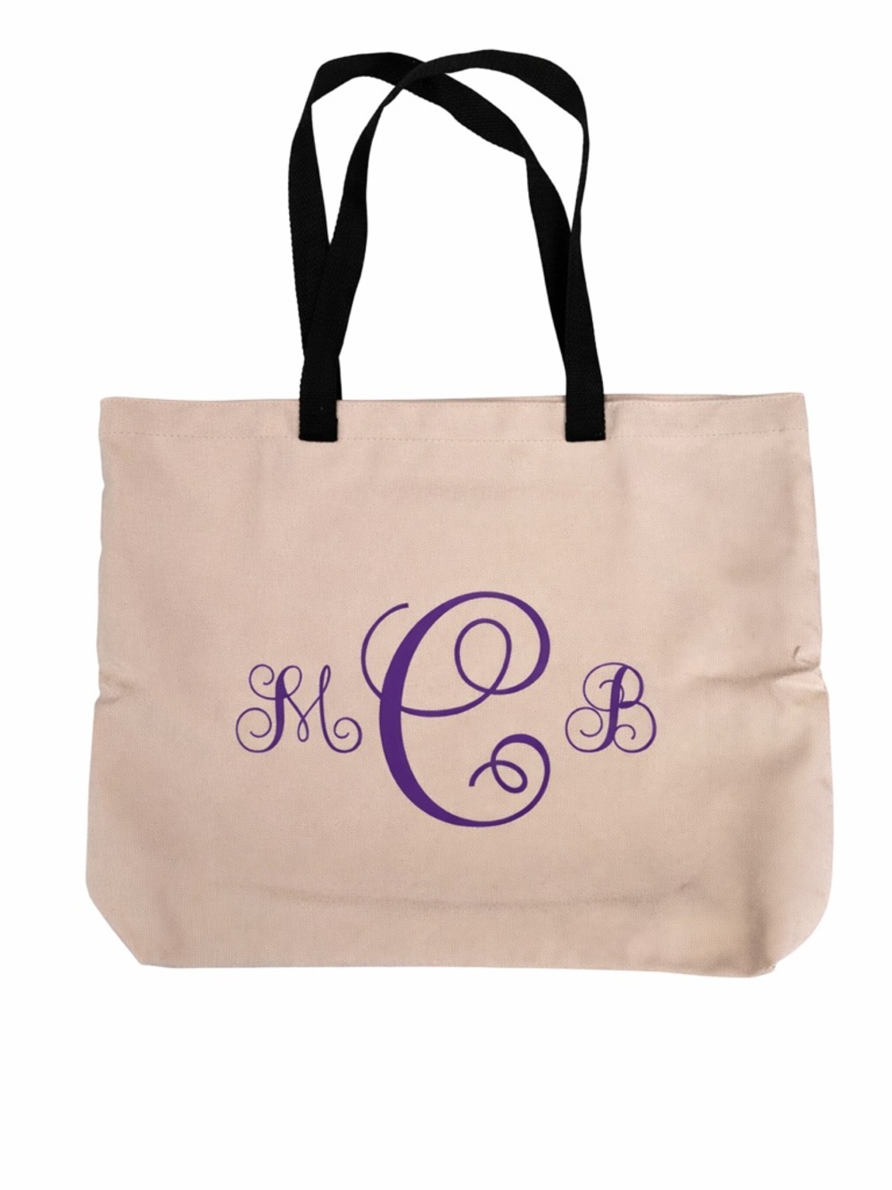 NEW Made to order Personalized Beige Canvas Tote Bag with Monogram